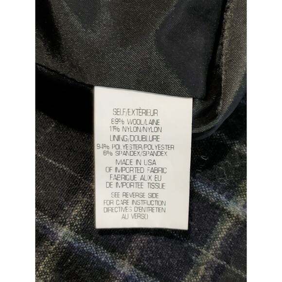 THEORY Plaid Mini Skirt Wool Blend Lined Side Zip Blue Gray Womens Size 10 - Picture 9 of 9